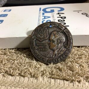 Vintage Bronze-Tone Commemorative Medal Pendant - Brown